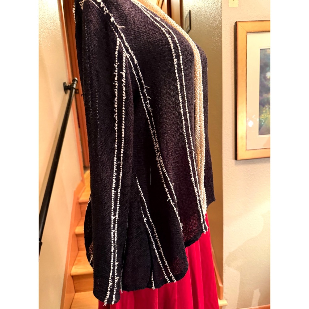 Masai Top Black/White Pullover Blouse Top Size S